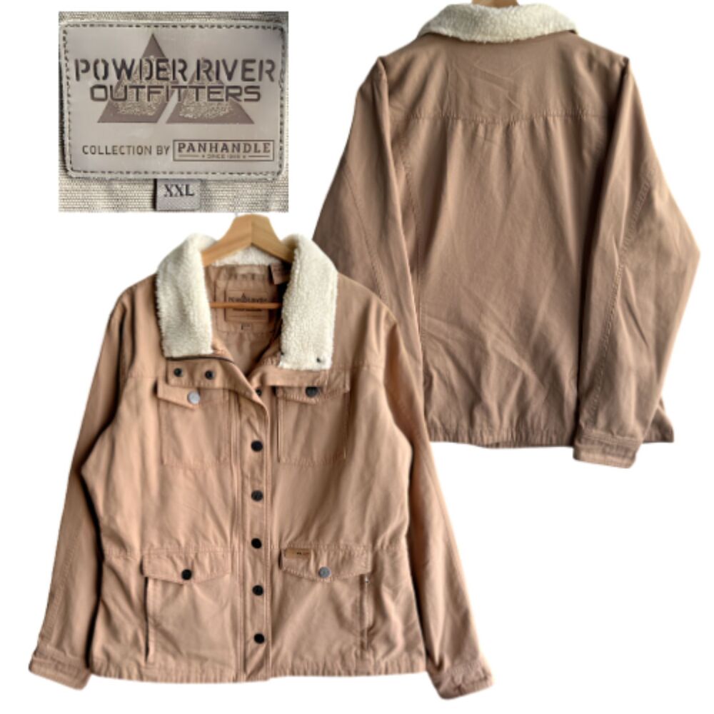 Powder River Outfitters Women's Western Canvas Jacket Sherpa Collar Lined 2XL
